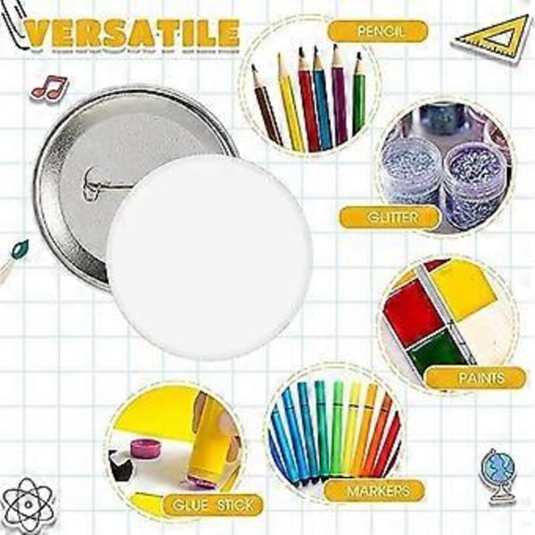 20 stk. DIY Hvide Knappenåle 58 mm Blankt Håndværksknap til DIY Håndværk Julehåndværksartikler, DIY Badges