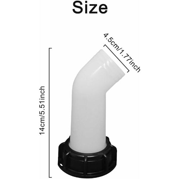 2 stk avløpsutløp med mutter IBC 1000L vanntankdyse ventilforbindelse forlengelsesslange dyse IBC-adapter vanntank tut for IBC tank tut