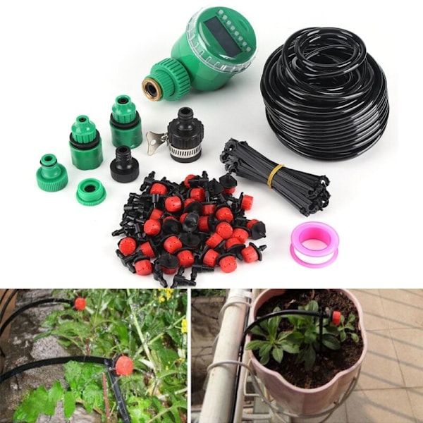 Rubberskin Micro Drip Bevattningssystem, 25m DIY Automatisk Växt Vattning Timer Kits Själv Vattning för Blommor, Växter, etc