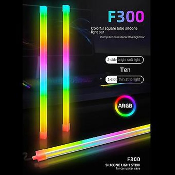 F300 Chassi Ljusramp 3pinx2+4pin 5v Argb Stationär Dator Chassi Ambient Ljus Dekorativ Led L
