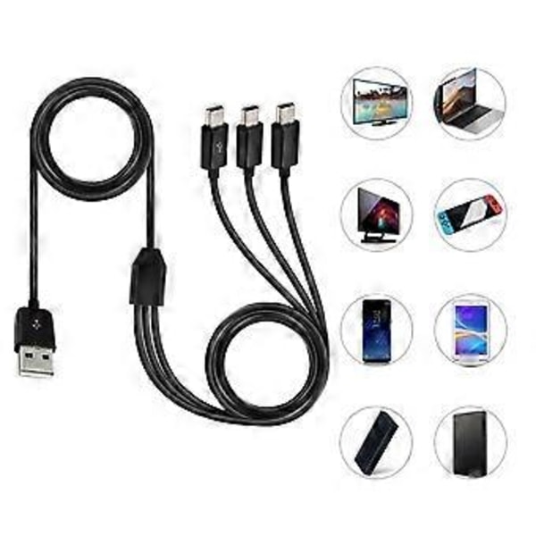 USB2.0 Type-A Han til 3 Mini USB Han 5pin Data Oplader Kabel 480Mbp Synkroniserings Strømkabel Splitter 3 i 1 1M
