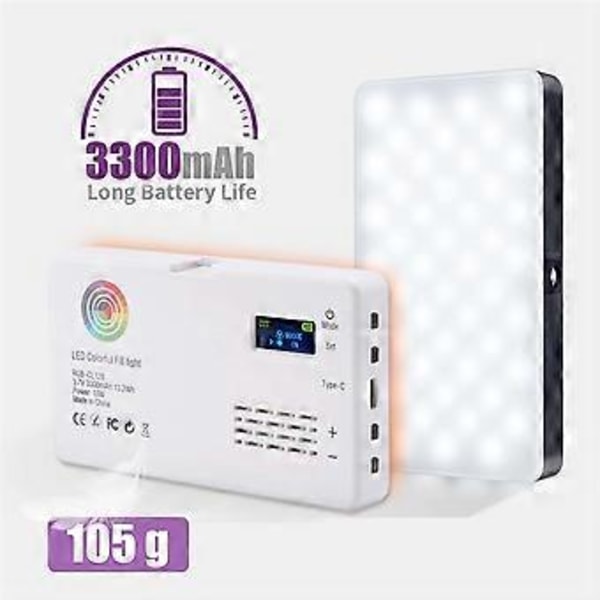 2500K-9000K LED RGB Kameralys Fargeutgang Videolyssett Dimbar Panellys Oppladbart LED-lys Svart