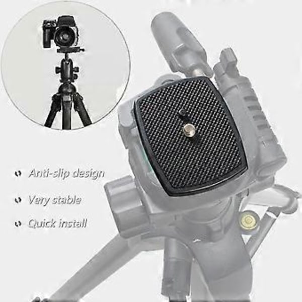 Kamera Quick Release Plade, Tripod Adapter Plade, Tripod Hoved Skrue Adapter Mount (6 stk, Sort)