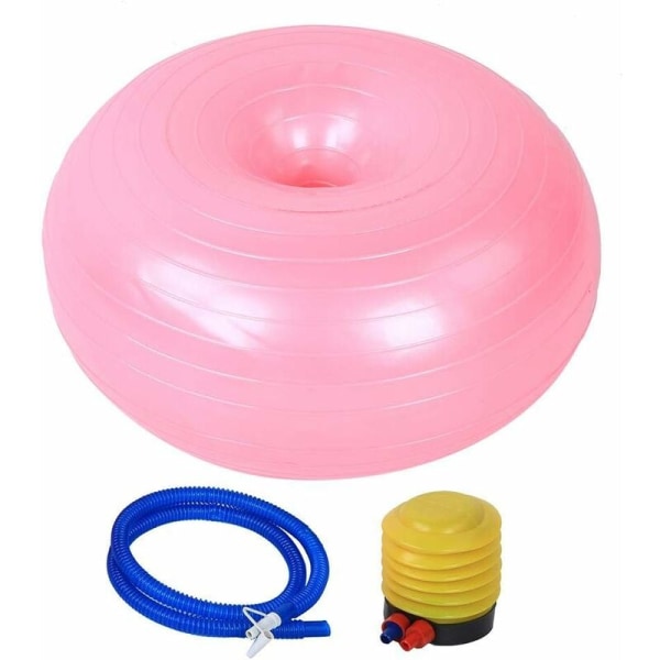 Joogapallo - 50cm Gym Ball - PVC Pink Donut Shape - Joogapallotuoli - Balance Trainer - Räjähdyssuojattu paksuuntuva puhallettava istuinharjoitus -