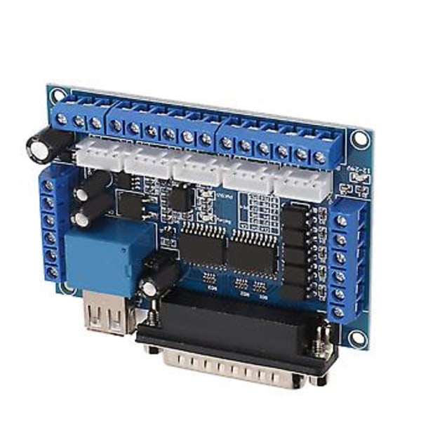 5-axlig Stegmotordrivrutins Interfacekort med Optokopplarisolering USB DB25-kabel Blå