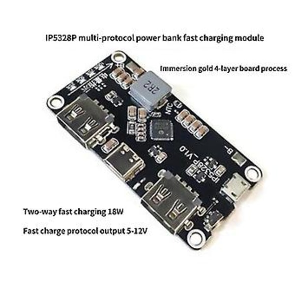 2 st P5328p Boost Laddningsmodul Dubbel Usb Snabbladdare Skatt Tpye-c 3.7v Till 5v 9v 12v Steg Upp