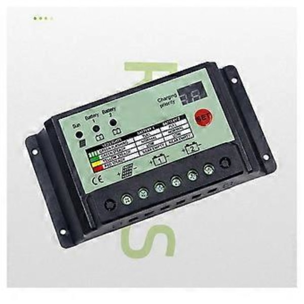 Dual Battery Solar Charge Controller PWM 12V 24V System Batterier Power Panel Regulator Charger (20A)