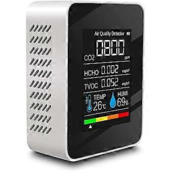Luftkvalitetsdetektor Multifunksjonell Karbondioksid Co2 Tester Tvoc Hcho Verdi Elektrisitetsmengde