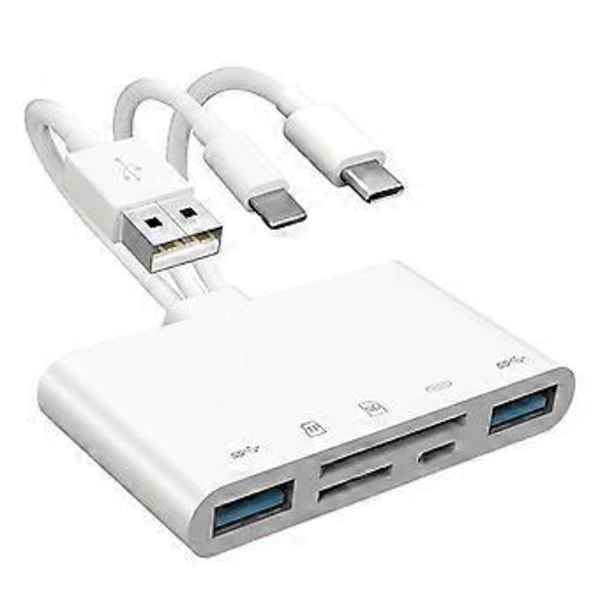 Minneskortläsare 5-i-1 SD-kortläsare USB OTG-adapter med laddningsport för //Android/PC/Tablet/Kamera