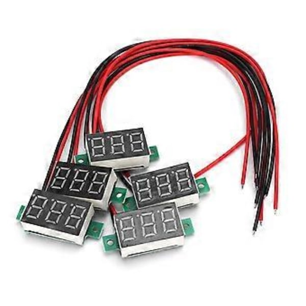 5 stk. Gul 0,36 tommer Digitalt LED Panel Voltmeter To Tråds DC Volt Meter Spændingsovervågning