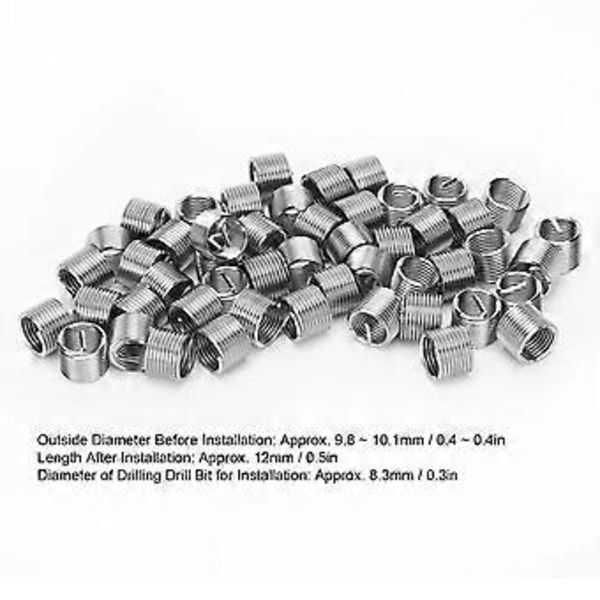 50 st Gänginsatser Hane Hona Reduceringsmutter Reparationsverktyg Rostfritt Stål Fästelement M8x1x1.5D