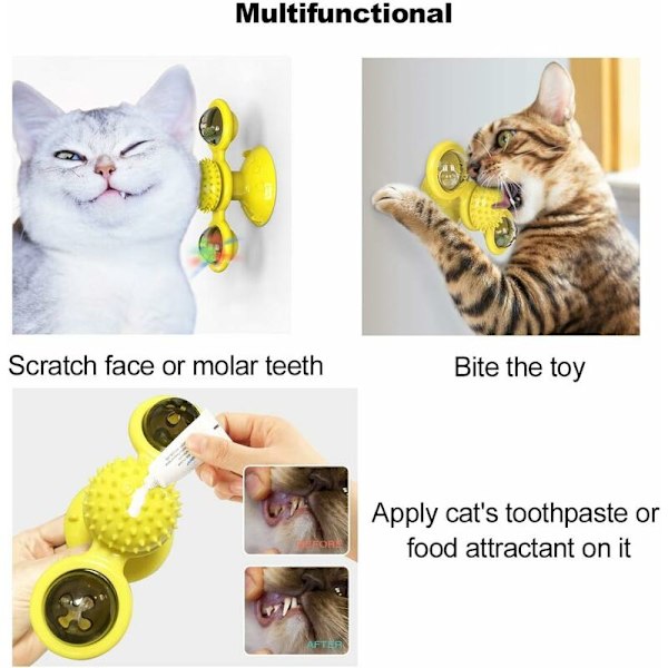 Vindkvarn Kattleksak med Led-boll och Catnip-boll, Kattskivspelare Retande Interaktiv Leksak, Rolig Kattunge Vindkvarnboll, Massage Repning Killa