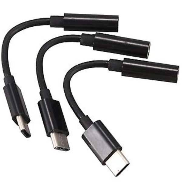 3 kpl Type C - 3,5 mm kuulokeliitäntäadapteri, USB-C - 3,5 mm naaraspuolinen Aux-mikrofoniliitäntäkaapeli F