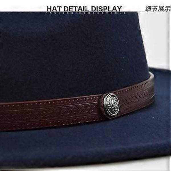 Høst og vinter ny ullhatt flat brem stor brem hatt rett brem jazzhatt retro svart ull jazzhatt