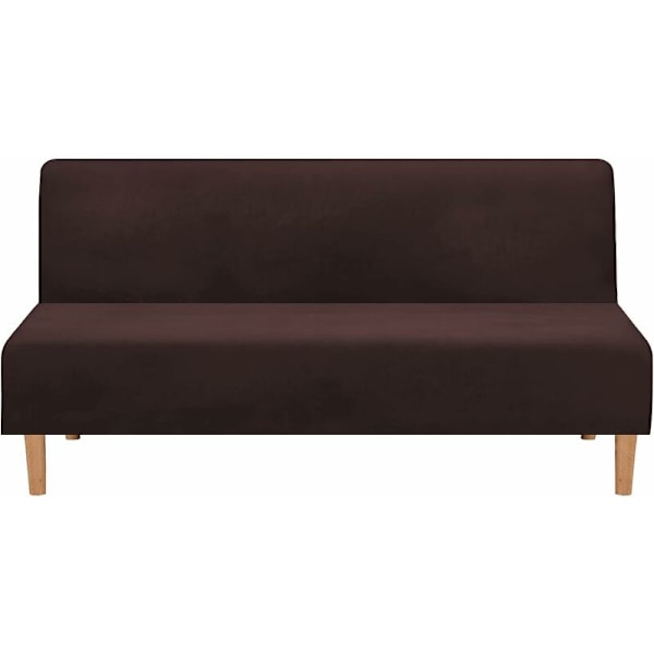 Armløs konvertibel sofaovertrekk, stretch fløyel, tykk, myk, komfortabel, for sofa seng, sammenleggbar sofa seng (brun tykk fløyel)