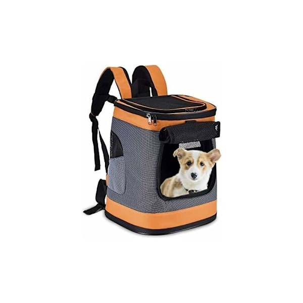 Ryggsäck för hund och katt, upp till 10 kg, justerbar transportväska för utflykter och resor (orange) - Fei Yu