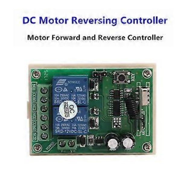 DC 12V 2-kanavainen RF 433MHz langaton kauko-ohjainkytkinreleen vastaanotinmoduuli autotallin ovelle/sähköportille/verholle