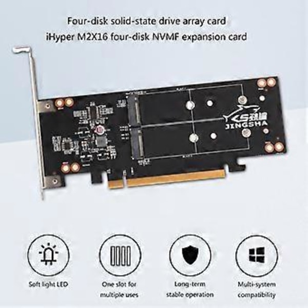 PCI-E X16 till för M.2 NVME Expansionskort 4 Full Speed Portar Överföring VROC för RA