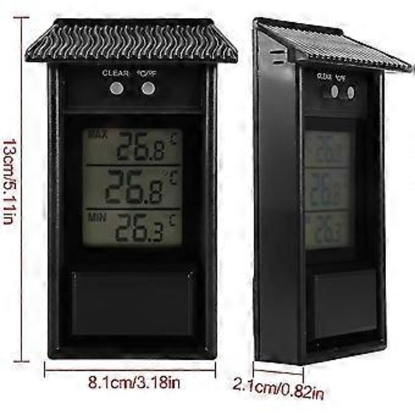 Drivhus Termometer, Vanntett Minimum Digitalt Drivhus Termometer Monitor 0.1c Oppløsning, Temperaturområde -20 Til 50c, Vegg Batteridrevet