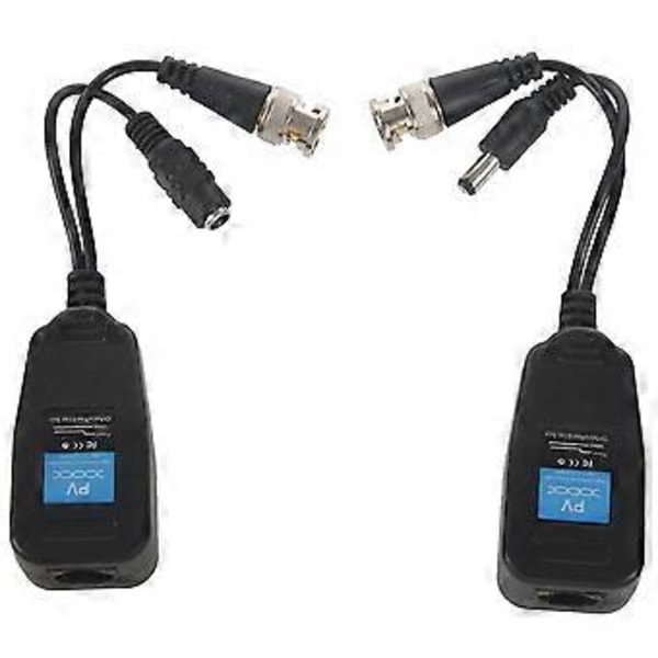 Hd-cvi/tvi/ahd Passiv Video Balun Med Strömkontakt Och Rj45 Cat5 Datasändare 5 Par