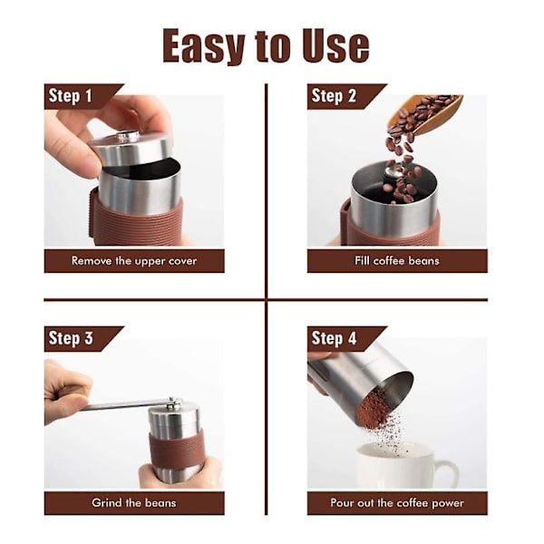 Mini bærbar fortykket rustfritt stål håndkaffekvern, husholdningshåndkaffemaskin