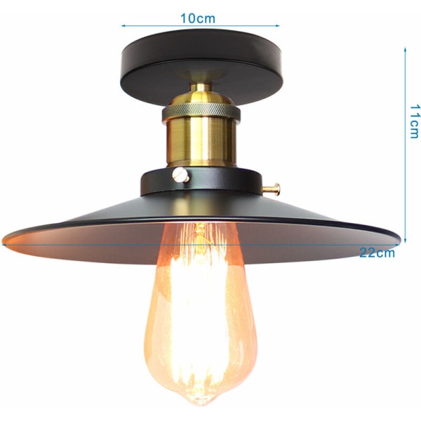 Vintage industriell taklampa Edison-stil hängande lampa svart ljuskrona 2-pack