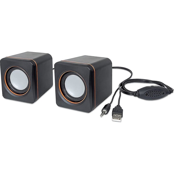 Usb Stereo Høyttalersystem Med 3,5 Mm Lydplugger For Tilkobling Til En Bærbar PC, Bærbar PC Eller Stasjonær Datamaskin, Volumkontroll\"