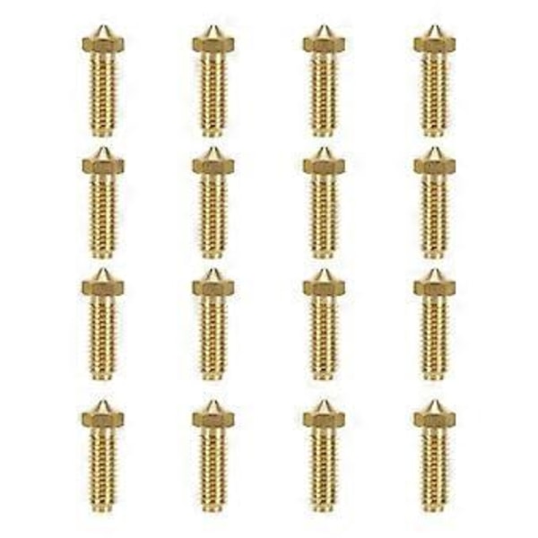 16 st Mässingsmunstycken för 2-serien, 8 st 0,4 mm, 2 st vardera 0,2/0,6/0,8/1,0 mm Extruder Hotend-munstycken