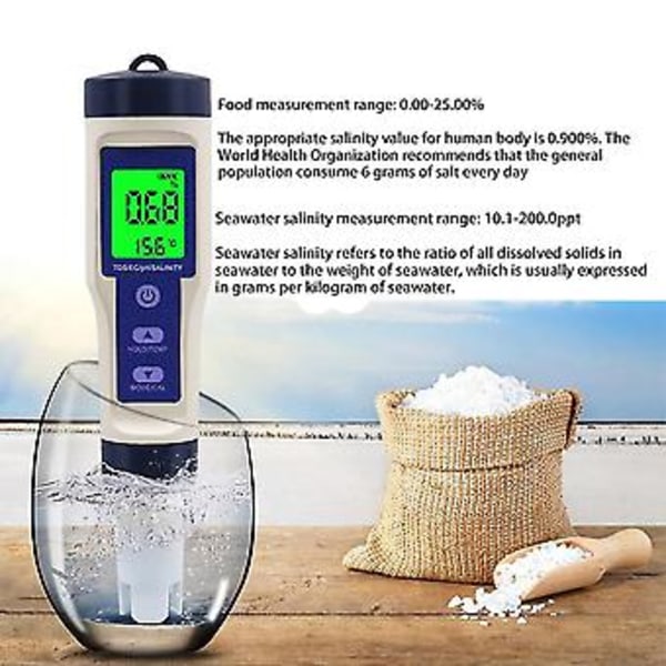 5-i-1 Digital Temperaturmätare Tds//ph/ity Mon Er För Pooler,