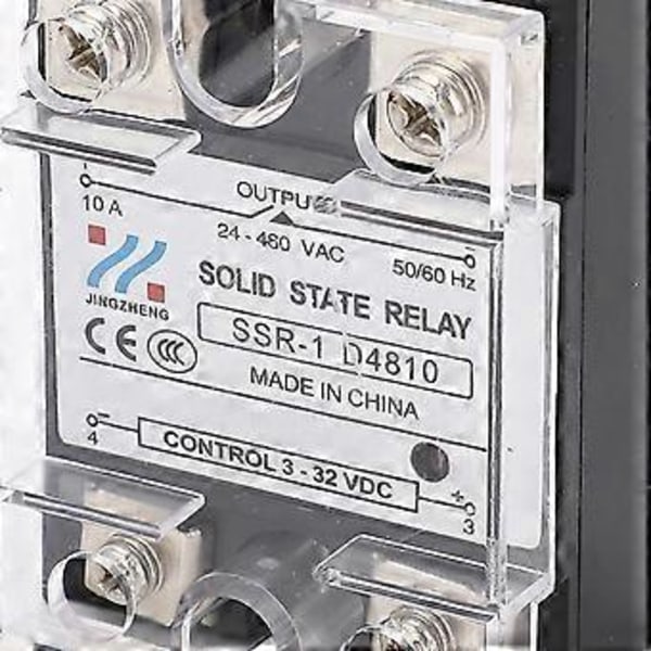 10A Solid State Relä DC Kontroll AC SSR Halvledarrelämodul 24480VAC Lastspänning
