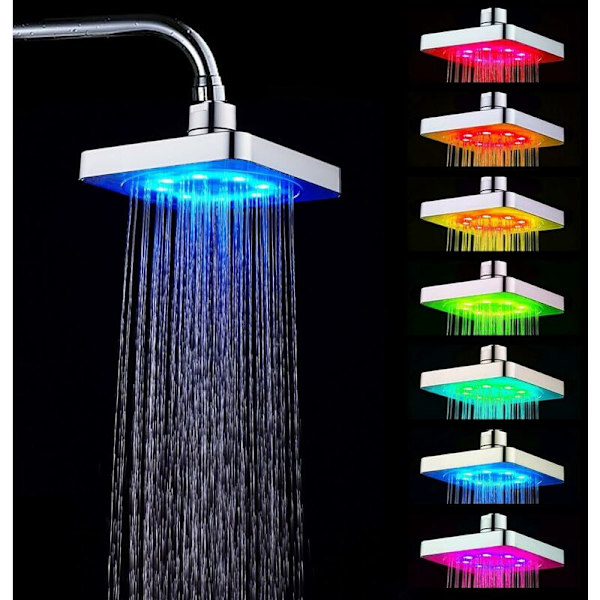 7-farvet LED-brushoved Wacent LED-romantisk lysbrushoved 7-farvet brushoved til bruser