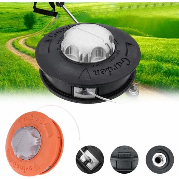 Strimmer Head Universal M10 Alumiini Nylon Ruoholeikkuri Harja Nurmikon Pihan Leikkuri 2 Linjaa Trimmeri Ruoho Rikkakasvit (Oranssi)