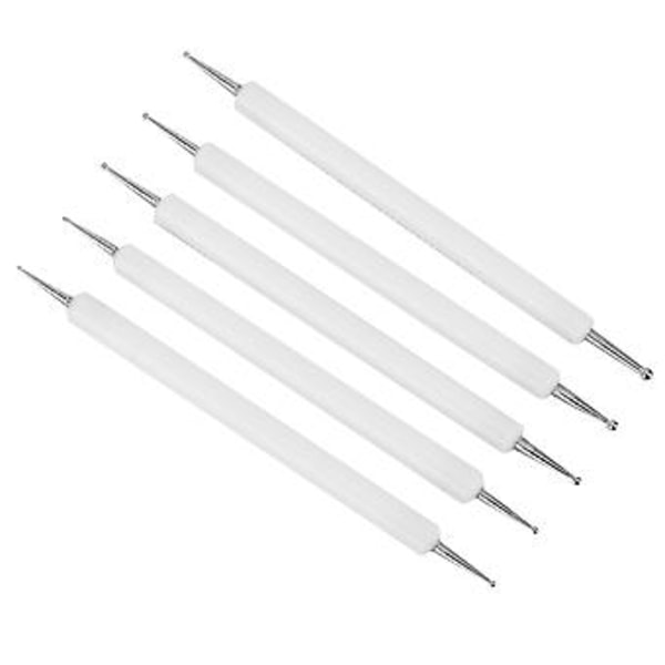 5 st Dubbelsidig Akrylstång Runt Huvud Lera Indragningspenna DIY Skulpteringsverktyg (Vit)