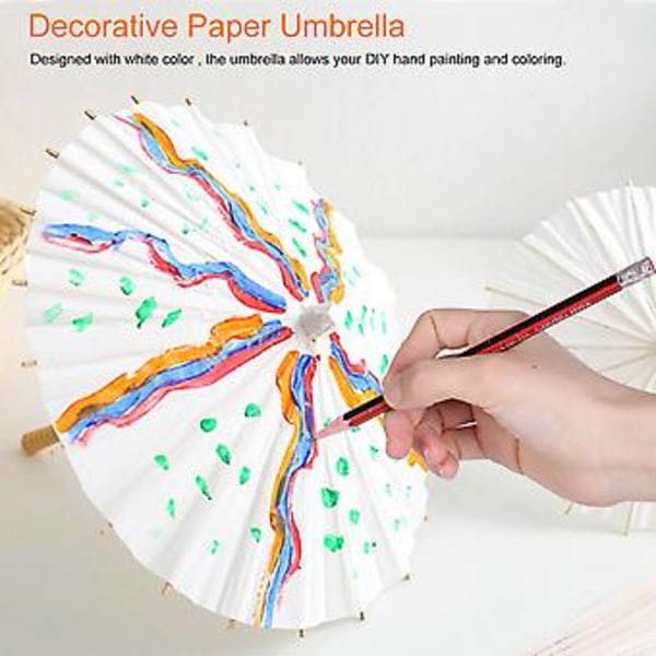 Hvid Papir Dekorativ Paraply Parasol Bryllup Brude Fest Dekoration Foto Rekvisit DIY Håndmaling