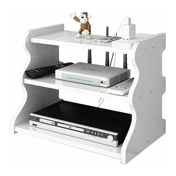 White Floating TV Wall Shelf, WiFi Router for TV Components, Cable Boxes, Routers, Remotes, Game Consoles