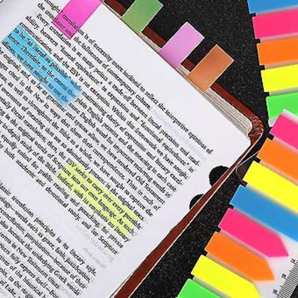 960 st Sidmarkörer, 6 Set Genomskinliga Sidflikar Fluorescerande Flikar Självhäftande Anteckningsflikar Med 12 Cm M