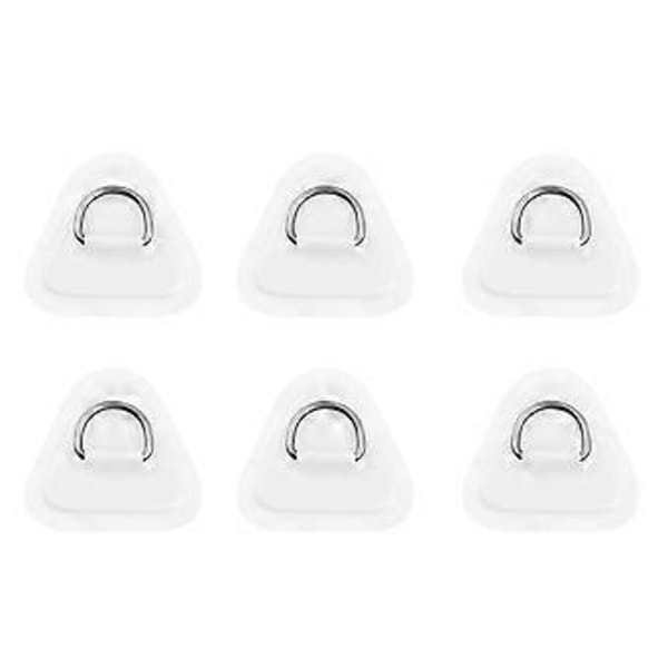 6 stk. D-ring patch for oppblåsbar båt kajakk jolle SUP, D-ring PVC patch Stand-Up Paddleboard kano rafting hvit