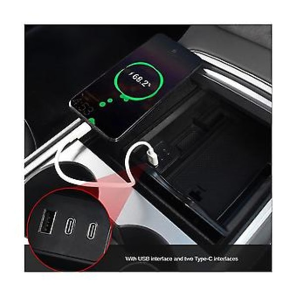 Y-malliin 2021 2022 Auton Säilytyslaatikko USB Type-c Portilla Käsinojan Konsolilaatikko