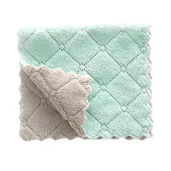 Flerfarvede mikrofiber rengøring tykke bløde viskestykker håndklæde til køkken (Grøn Grå)