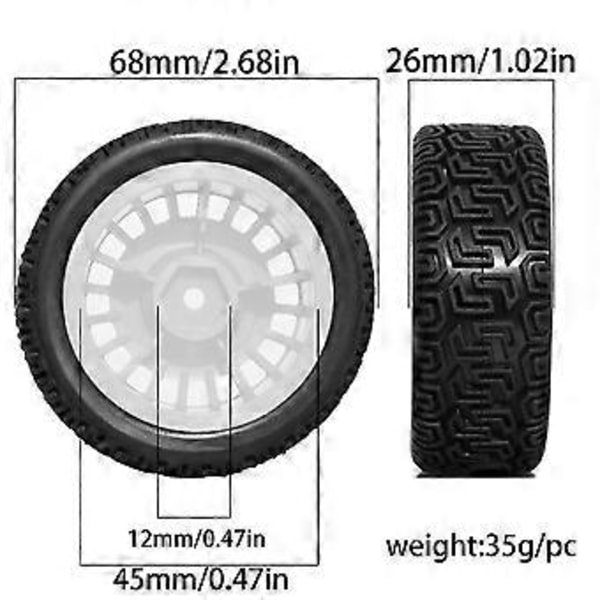 4kpl 68mm -Renkaat Kumirengas Pyöränrengas XV01 XV02 TT01 TT02 PTG-2 1/10 RC -Kilpa-auton Päivitysosat Punainen
