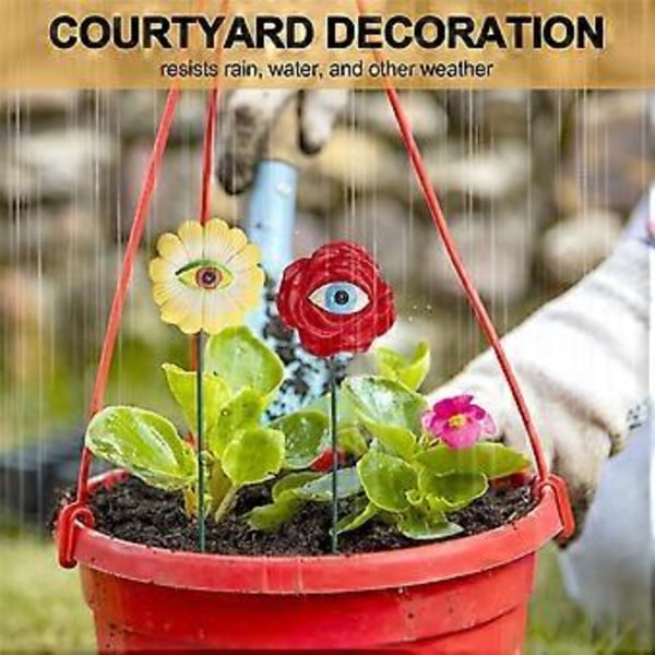 6 st Resin Växtögon Pinnar Nyhet Ros Solros Gröna Blad Växt Trädgårdspinnar Roliga Blommiga Växtplock Ornament