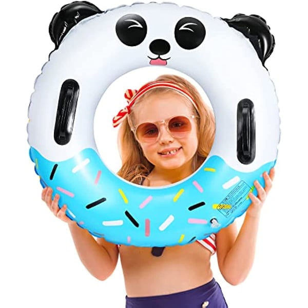 Panda Pool Float Pool Tube Med Håndtag Oppustelig Pool Ring Svømmerør Til Børn Sommer Udendørs Strandfest Dekoration Blå Hvid