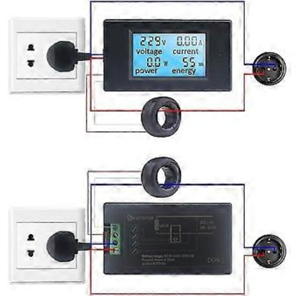 Digital Voltmeter Ammeter AC 80~260v 100A CT Spänning Ström Effekt Energimätare Testare Panel, Volt Amp Watt Mätare LCD Display (1st, Svart)