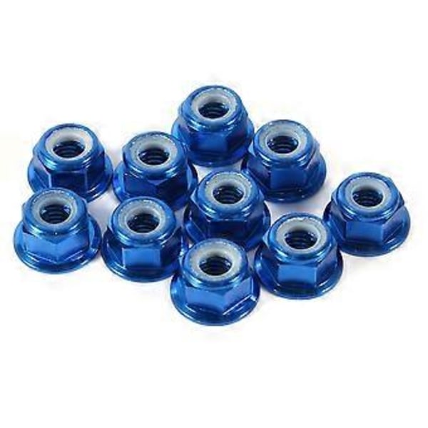 Anodisert M5 Nyloninnlegg Selvlåsende Muttere Sekskantlåsemutter Aluminiumlegering 10 stk sett Kongeblå