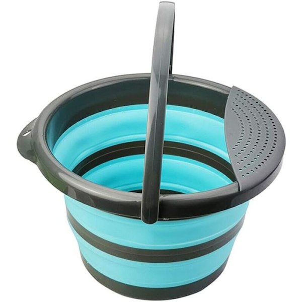 5 Liter Collapsible Silicone Bucket Collapsible Bucket - 5L Bucket Silicone Bucket for Cleaning Camping Fishing Cooking (5L, Blue)