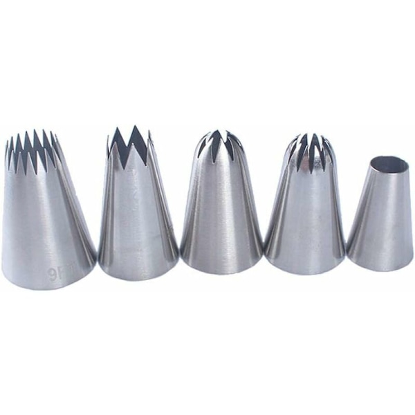 5 store kakepynt munnstykker, glasur tips for sprøyteposer, for kake og cupcake dekorering-Fei Yu