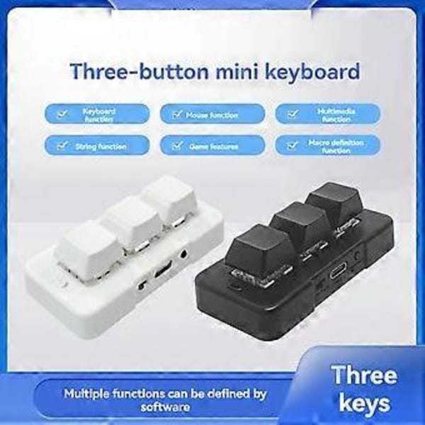 MK321G 3-knapps Mini Anpassningsbart Mekaniskt Tangentbord Blå Switch USB & 2.4G Trådlöst Dual-Mode för OSU Spel Multimedia Svart