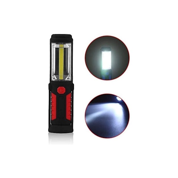 Hands-Free LED-taskulamppu [2018 UUSI VERSIO] 3W COB LED-työvalo 2-in-1 retkeilyyn/vaellukseen/autoon/talliin/työpajaan taskulamppu Kaksi valaistustilaa Punainen
