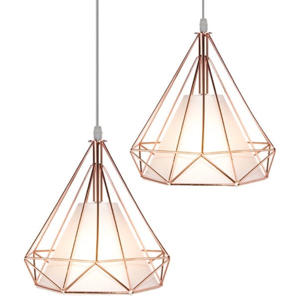 2 st modern hängande lampa i metallbur, justerbar taklampa - roséguld