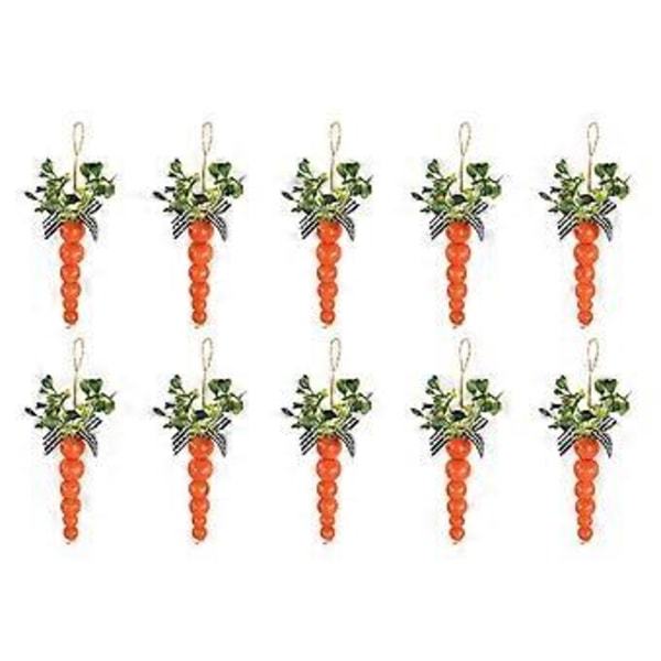 10 st Trä Påsk Morot Hängande Ornament DIY Krans Hängen Pärlor Glad Påsk Fest Hem Bord Dekorationsmaterial
